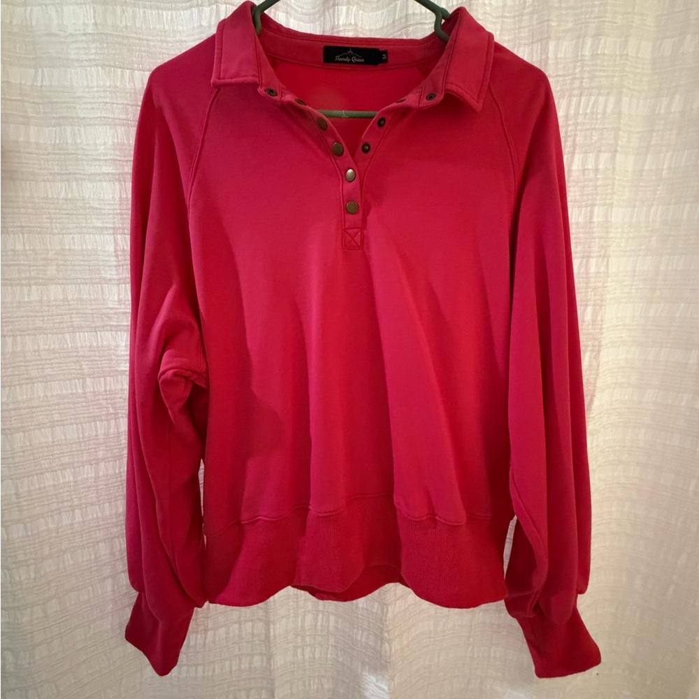 Vibrant Pink Button-Up Sweatshirt